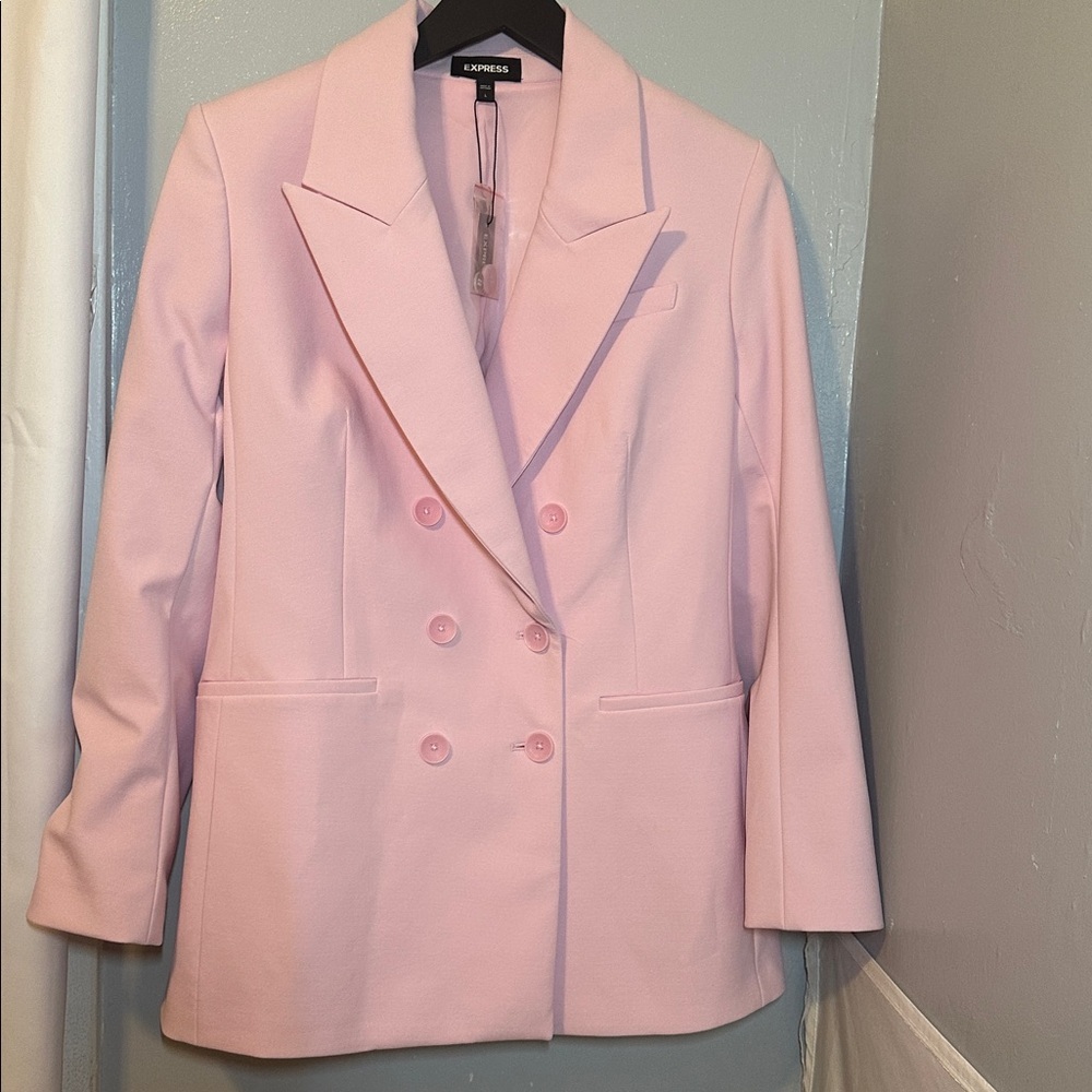 Express Double-Breasted Light Pink Blazer - Picture 7 of 9